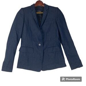 J. Crew linen blazer surgeons cuffs and notched lapels Parke 4 navy